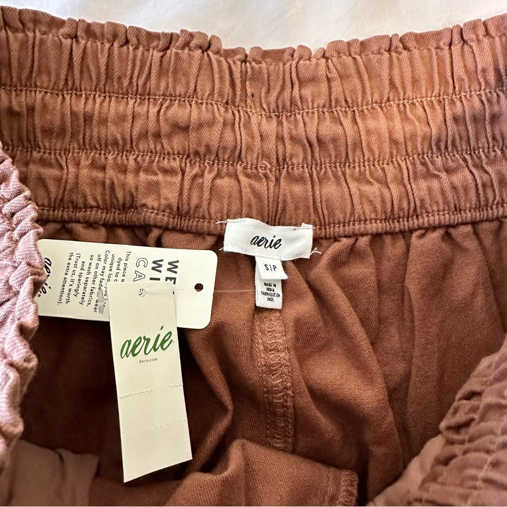 Aerie Brown Pull-On Lounge Shorts Elastic Waist Drawstring Casual Women’s Size S - Picture 6 of 7
